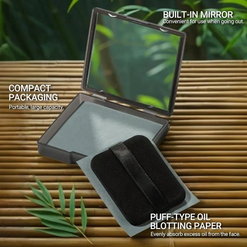 ⏰LAST DAY - BUY 1 GET 1 FREE!!💝Black Magnet Oil Blotting Setting Sheet With Powder More Control Oil Keep Fresh 2 IN 1 Blotting Sheet