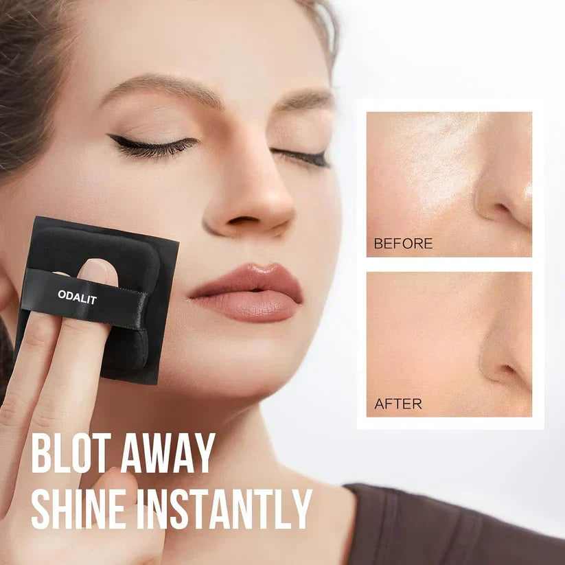 ⏰LAST DAY - BUY 1 GET 1 FREE!!💝Black Magnet Oil Blotting Setting Sheet With Powder More Control Oil Keep Fresh 2 IN 1 Blotting Sheet