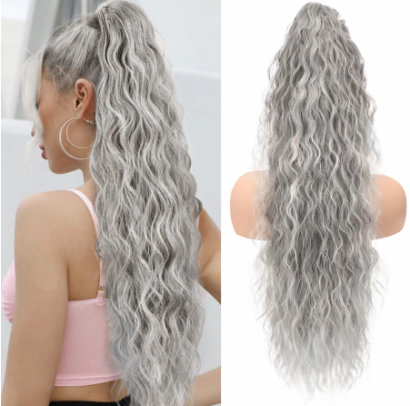 💜2026 NEW IN £15.99!!⚡50K+ SOLD! 💜Curly Wavy Frizzy Hair Extension with Ponytail