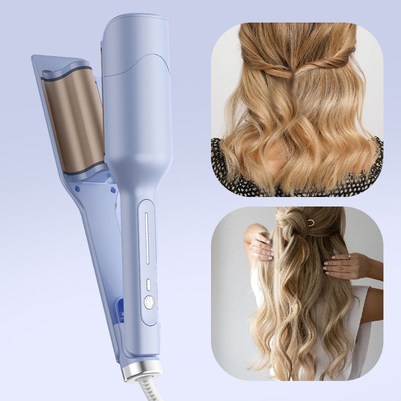 💇‍♀️🔥 Hair Crimper & Curling Wand for Beach Waves with Ionic Technology, Dual Voltage & Lightweight Design, Reducing Frizz & Damage, Perfect for Travel