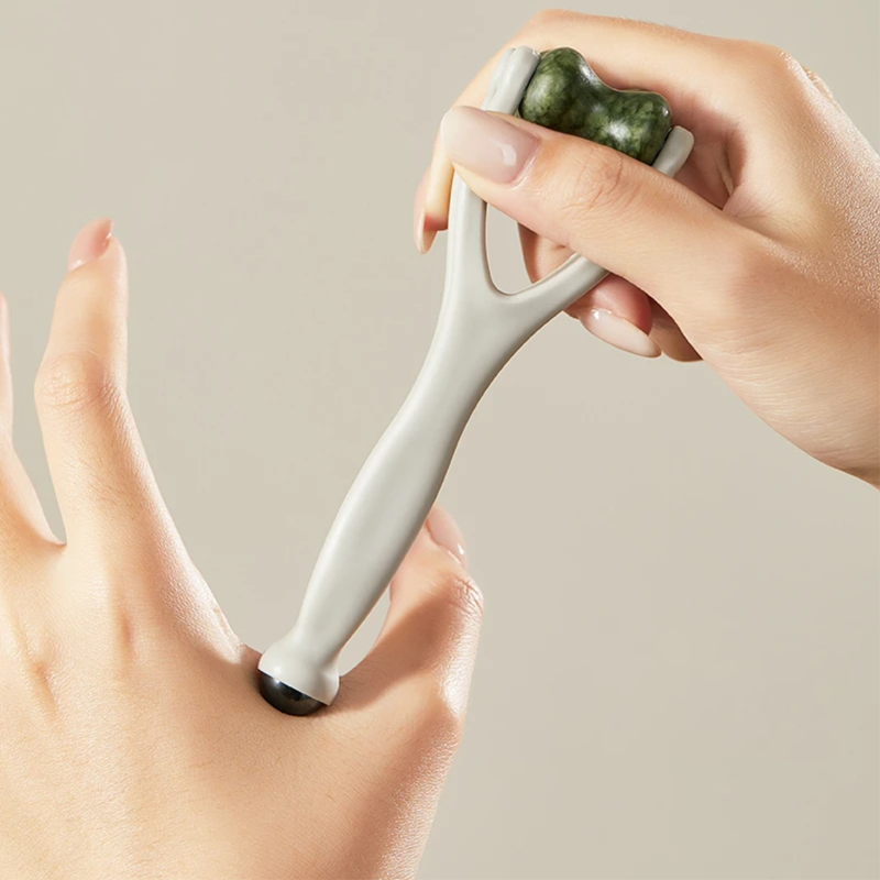 Natural Stone Massage Set: Scraping Board, Finger Clip & Egg-Shaped Massager