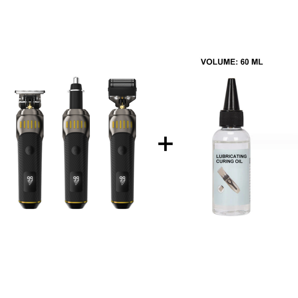 ⏳LIMITED TIME: 50% OFF! 🏆Luxe 3-in-1 Professional Men's Grooming Set – T-Blade Trimmer, Foil Shaver & Nose Trimmer – With LED Display & USB Rechargeable
