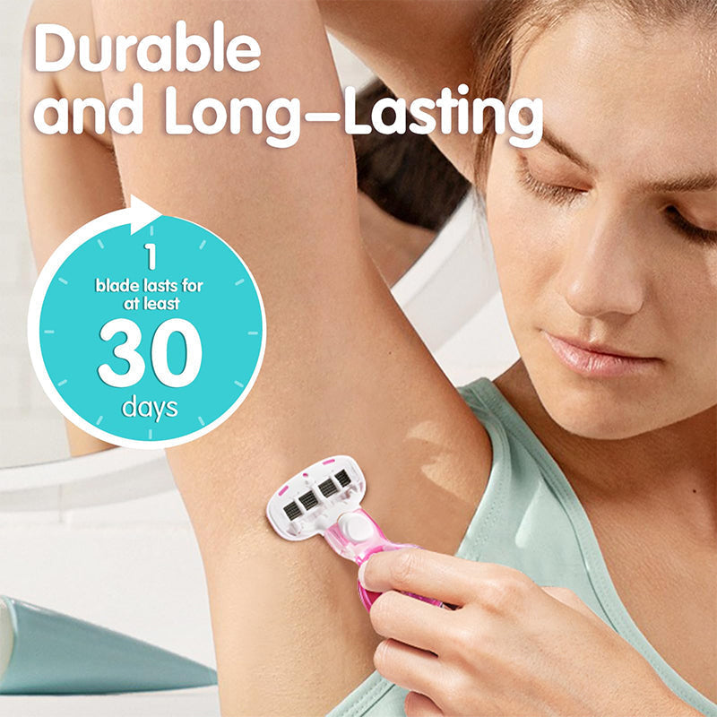 💥Up to 50% off！💥Women's Travel Razor with Case 🐾 – 5-Blade, 360° Lubrication, 60° Pivoting Head, Cute Cat Paw Non-Slip Handle, Mini Portable Size