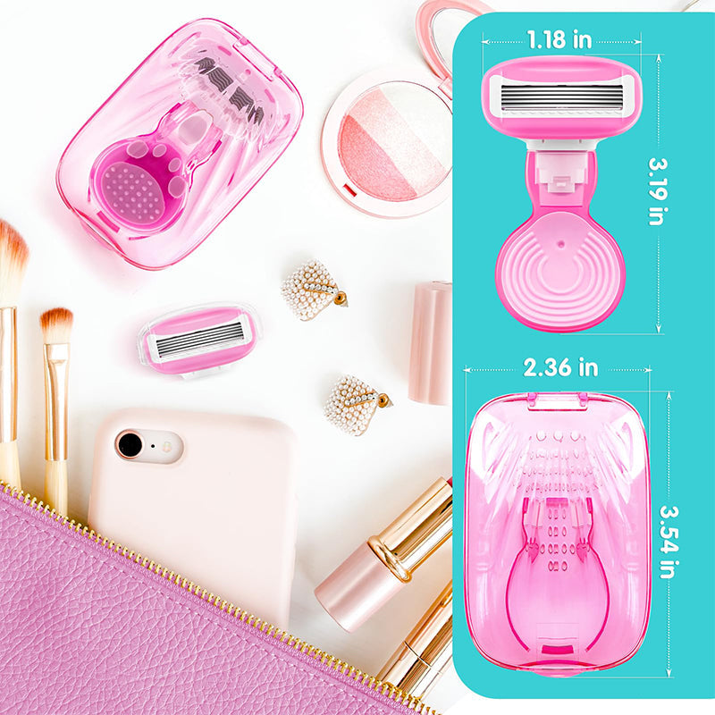 💥Up to 50% off！💥Women's Travel Razor with Case 🐾 – 5-Blade, 360° Lubrication, 60° Pivoting Head, Cute Cat Paw Non-Slip Handle, Mini Portable Size