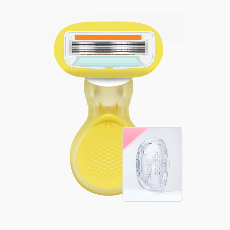 💥Up to 50% off！💥Women's Travel Razor with Case 🐾 – 5-Blade, 360° Lubrication, 60° Pivoting Head, Cute Cat Paw Non-Slip Handle, Mini Portable Size