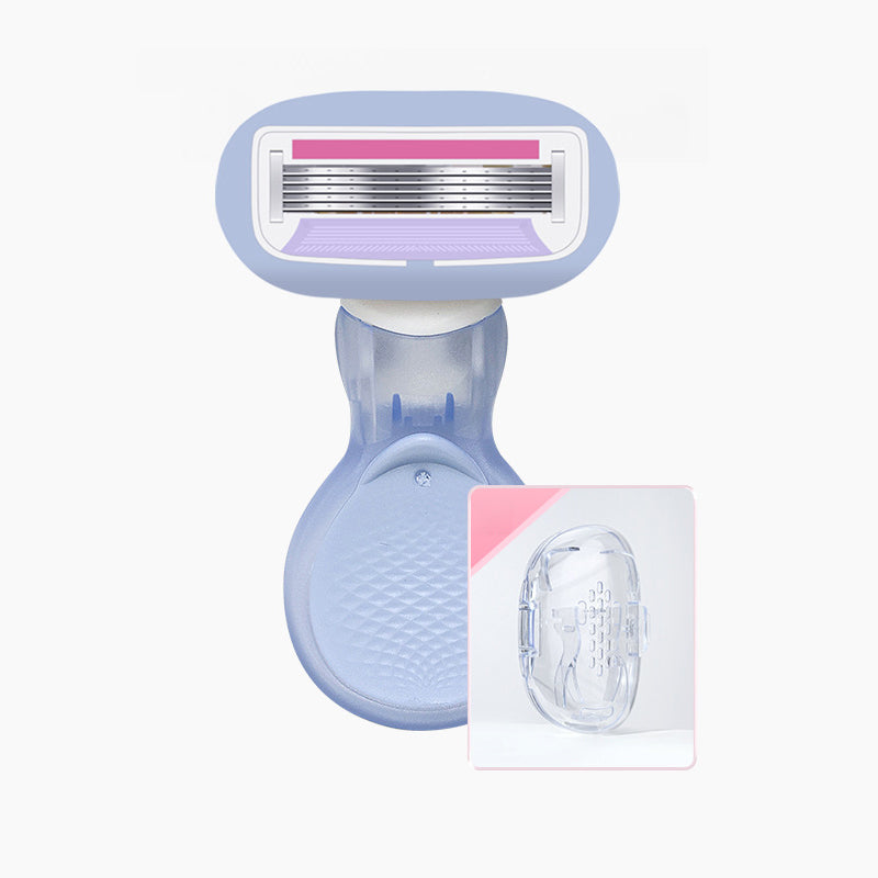 💥Up to 50% off！💥Women's Travel Razor with Case 🐾 – 5-Blade, 360° Lubrication, 60° Pivoting Head, Cute Cat Paw Non-Slip Handle, Mini Portable Size